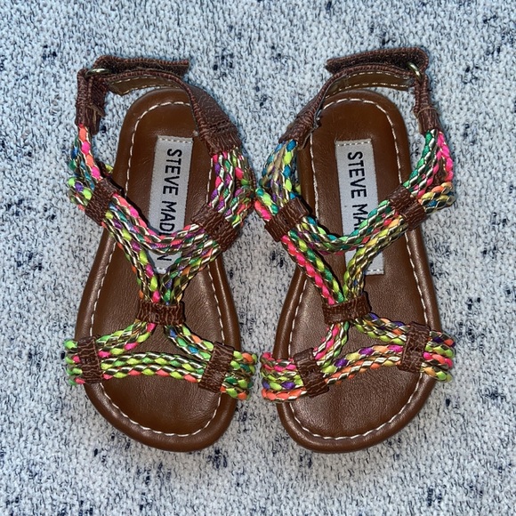 Steve Madden Girls Multi Color Strappy Sandals Size 6 - Picture 2 of 5